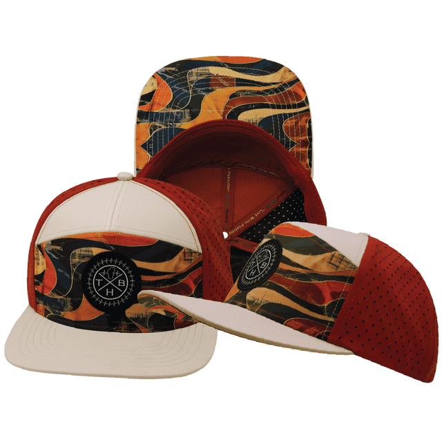 Color Vibes Hat, Flat Bill, Snapback Hat, Rustic River, Cream, Red Rock, Mens Hat, Womens Hat, Main Picture