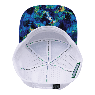 Color Vibes Hat, Flat Bill, Snapback Hat, Starry Bright, Blue, Neon Green Blue, White, Mens Hat, Womens Hat, Underbill Picture