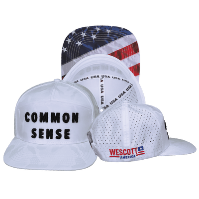 Common Sense Hat, Flat Bill, Snapback Hat, White Camo, Mens Hat, Womens Hat, Main Picture