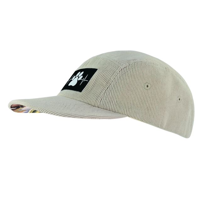 Dog Hat, 5 Panel Hat, Snapback, Corduroy, Sand, Mens Hat, Womens Hat, Side Picture