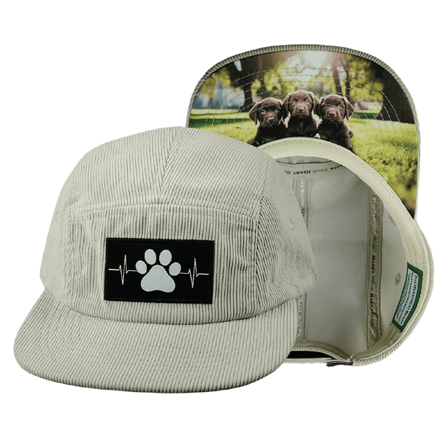 Dog Hat, 5 Panel Hat, Snapback, Corduroy, Sand, Mens Hat, Womens Hat, Main Picture