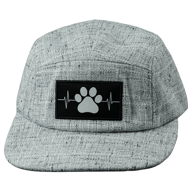 Dog Hat, 5 Panel Hat, Snapback, Light Gray Hemp, Mens Hat, Womens Hat, Front Picture
