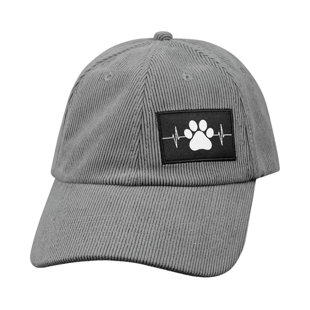 Dog Hat, Dad Hat, Snapback, Corduroy, Charcoal, Mens Hat, Womens Hat, Front Picture