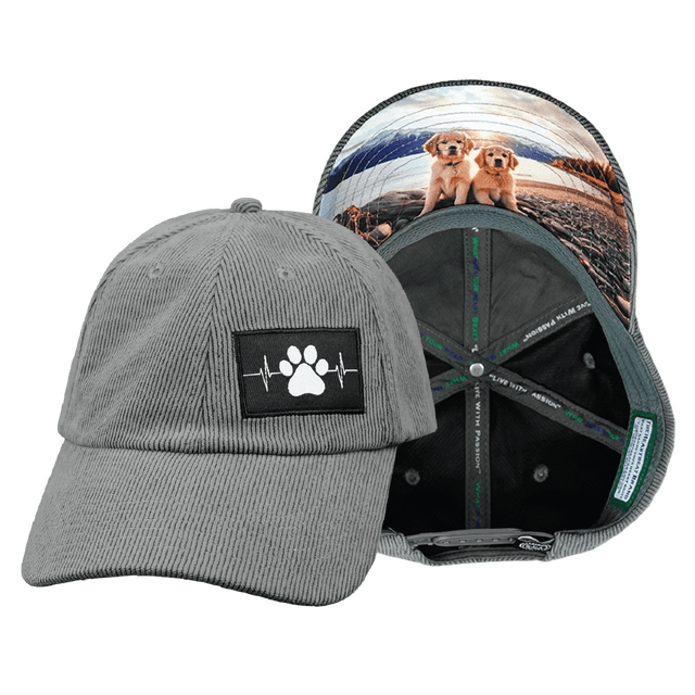 Dog Hat, Dad Hat, Snapback, Corduroy, Charcoal, Mens Hat, Womens Hat, Main Picture