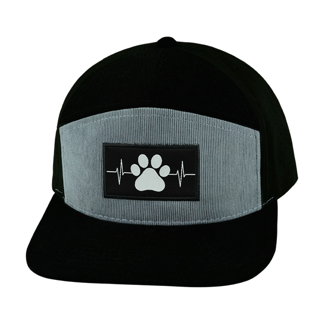 Dog Hat, Flat Bill, Snapback Hat, Corduroy, Black, Gray Blue, Mens Hat, Womens Hat, Front Picture