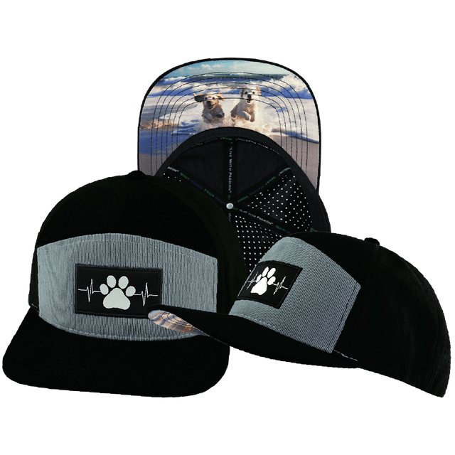 Dog Hat, Flat Bill, Snapback Hat, Corduroy, Black, Gray Blue, Mens Hat, Womens Hat, Main Picture