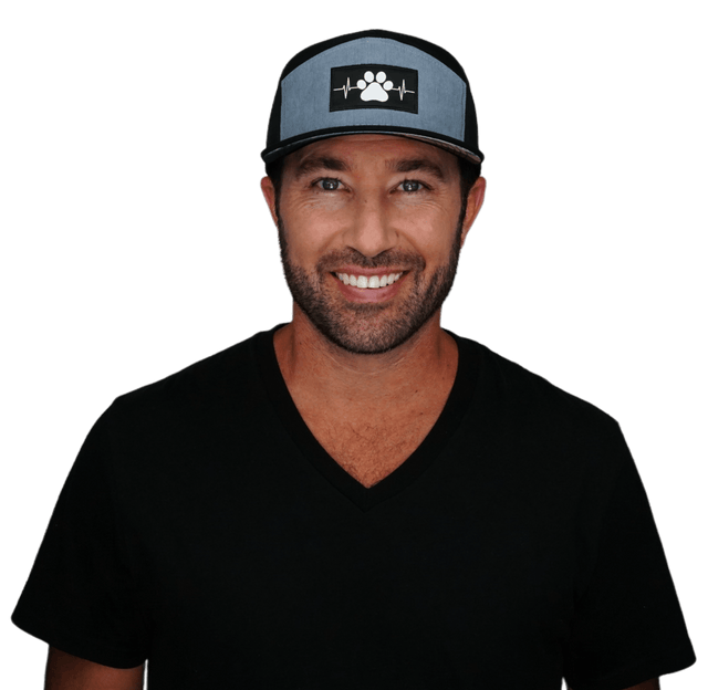 Dog Hat, Flat Bill, Snapback Hat, Corduroy, Black, Gray Blue, Mens Hat, Womens Hat, Man in Hat Picture