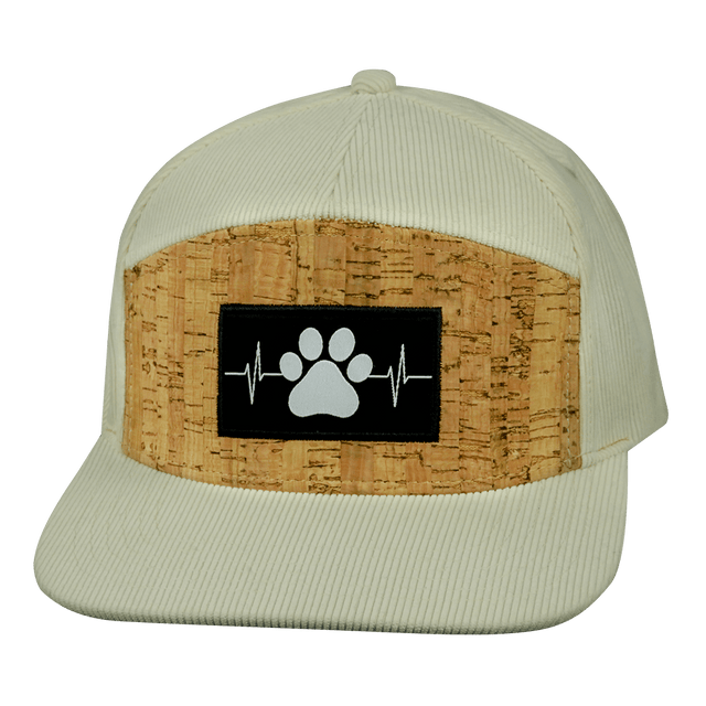 Dog Hat, Flat Bill, Snapback Hat, Corduroy, Cork, Cream, Mens Hat, Womens Hat, Front Picture
