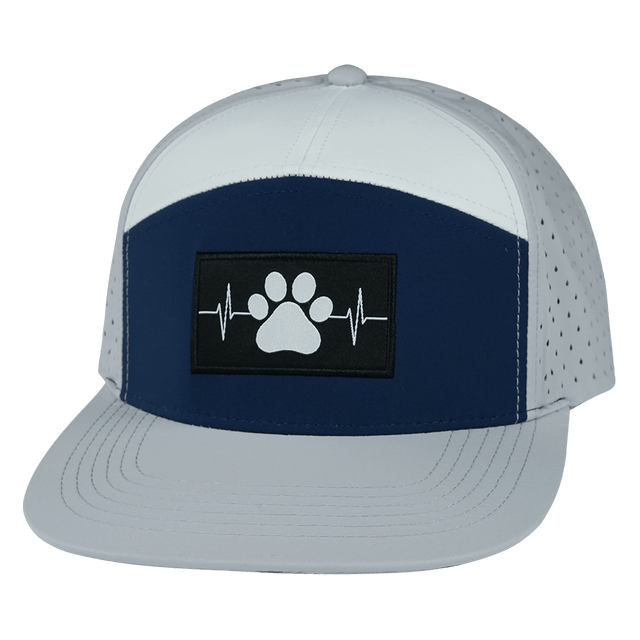 Dog Hat, Flat Bill, Snapback Hat, Gray, Navy, White, Mens Hat, Womens Hat, Front Picture