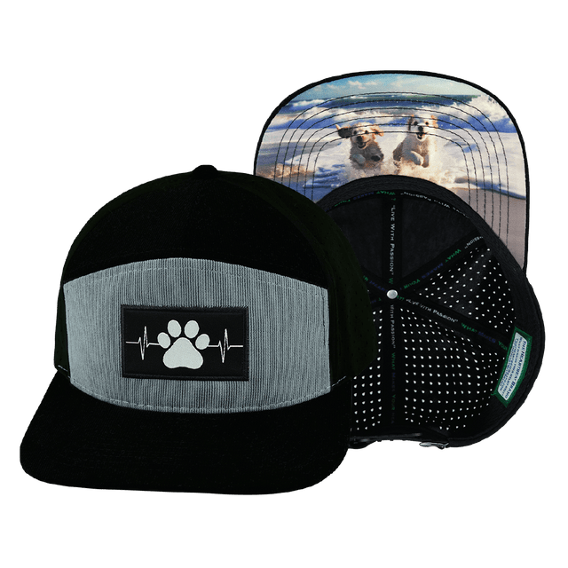 Dog Hat, Flat Bill, Snapback Hat, Corduroy, Black, Gray Blue, Mens Hat, Womens Hat, Main Picture