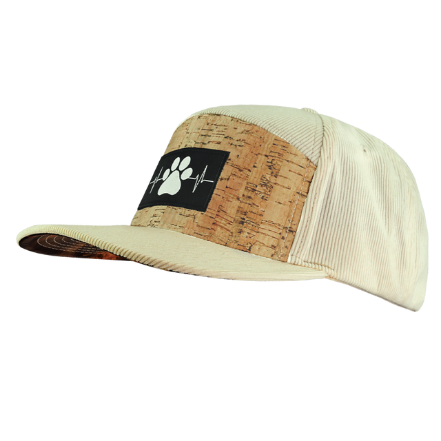 Dog Hat, Flat Bill, Snapback Hat, Corduroy, Cork, Cream, Mens Hat, Womens Hat, Side Picture