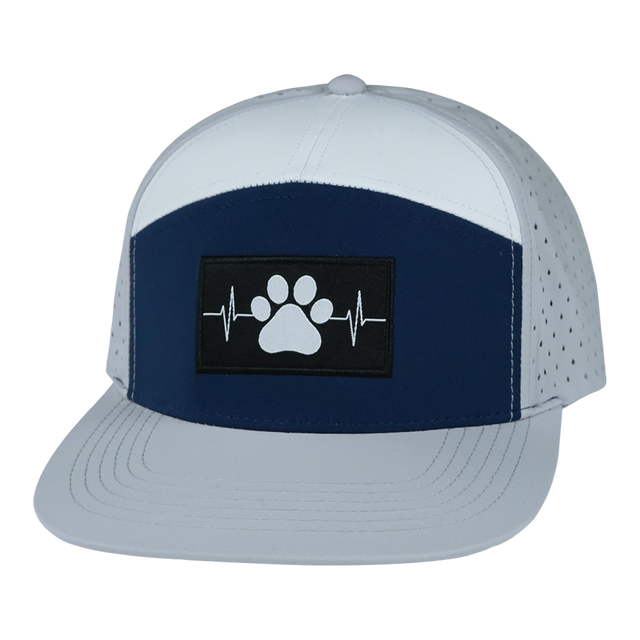 Dog Hat, Flat Bill, Snapback Hat, Gray, Navy, White, Mens Hat, Womens Hat, Front Picture