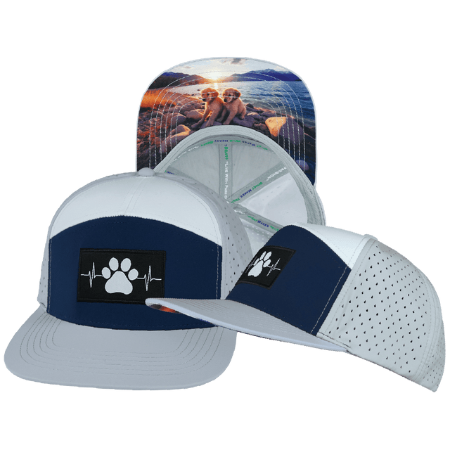 Dog Hat, Flat Bill, Snapback Hat, Gray, Navy, White, Mens Hat, Womens Hat, Main Picture
