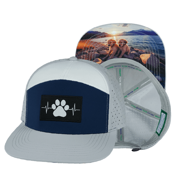 Dog Hat, Flat Bill, Snapback Hat, Gray, Navy, White, Mens Hat, Womens Hat, Main Picture