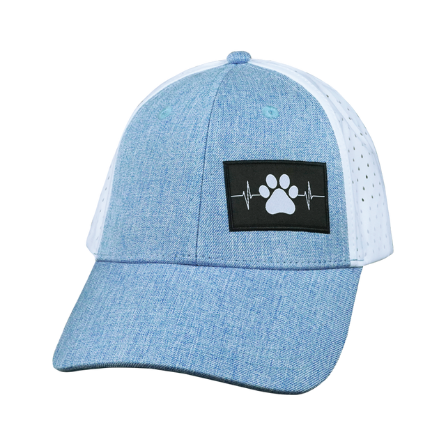 Dog Hat, Low Profile, Ponytail, Snapback Hat, Light Blue, White, Mens Hat, Womens Hat, Front Picture