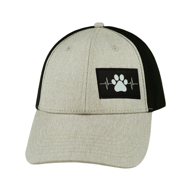 Dog Hat, Low Profile, Ponytail, Snapback Hat, Tan, Black, Mens Hat, Womens Hat, Front Picture
