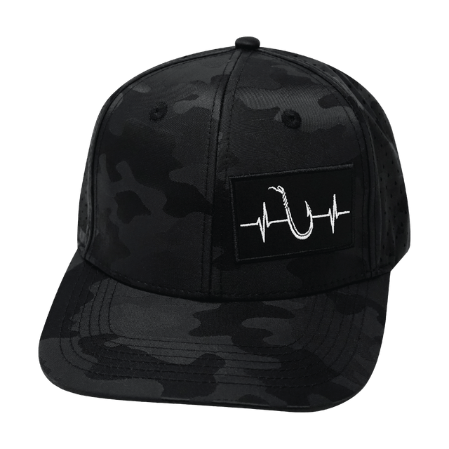 Fishing Hat, Baseball Hat, Snapback Hat, Black Camo, Mens Hat, Womens Hat, Front Picture