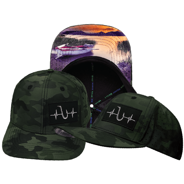 Fishing Hat, Baseball Hat, Snapback Hat, Green Camo, Mens Hat, Womens Hat, Main Picture