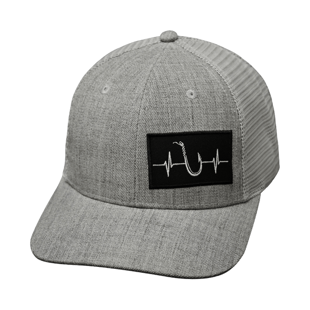 Fishing Hat, Baseball Hat, Snapback Hat, Heather Gray, Gray, Mens Hat, Womens Hat, Front Picture