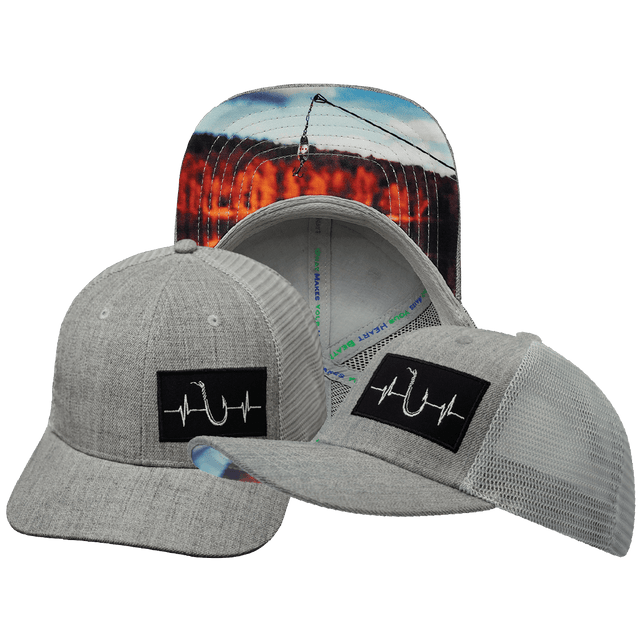 Fishing Hat, Baseball Hat, Snapback Hat, Heather Gray, Gray, Mens Hat, Womens Hat, Main Picture