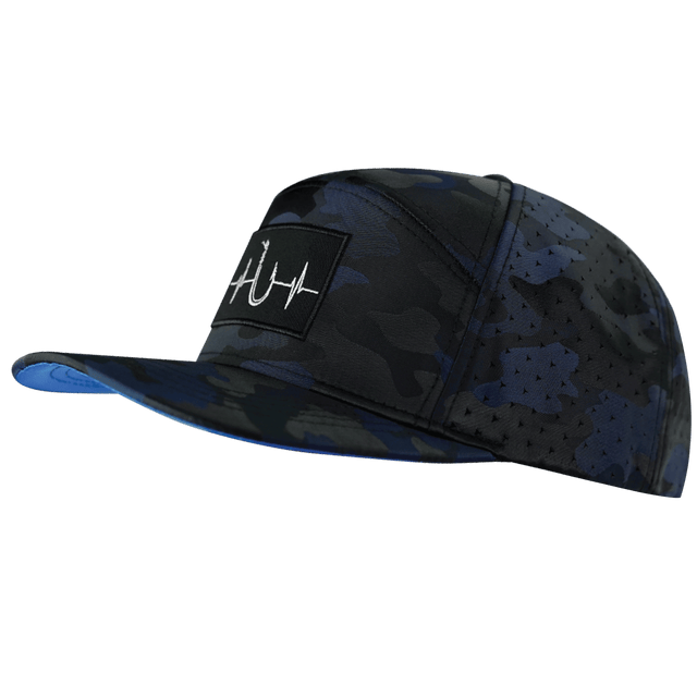Fishing Hat, Flat Bill, Snapback Hat, Navy Camo, Mens Hat, Womens Hat, Side Picture