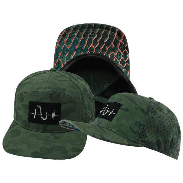 Fishing Hat, Flat Bill, Snapback Hat, Soft Teal Camo, Mens Hat, Womens Hat, Main Picture