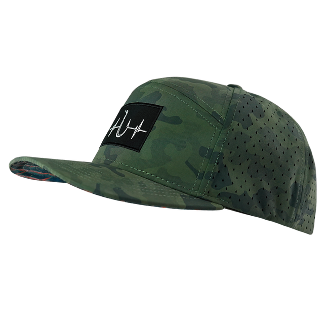 Fishing Hat, Flat Bill, Snapback Hat, Soft Teal Camo, Mens Hat, Womens Hat, Side Picture