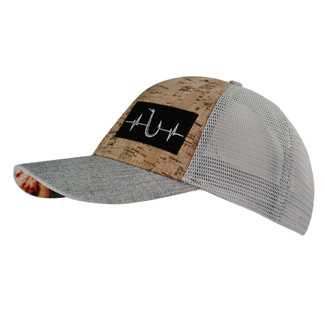 Fishing Hat, Low Profile, Snapback Hat, Cork, Heather Gray, Gray, Mens Hat, Womens Hat, Side Picture