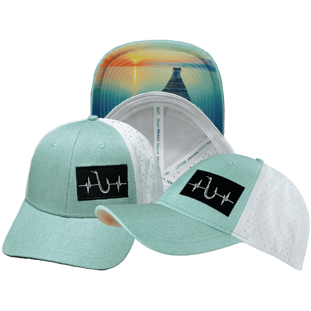 Fishing Hat, Low Profile, Ponytail, Snapback Hat, Teal, White, Mens Hat, Womens Hat, Main Picture