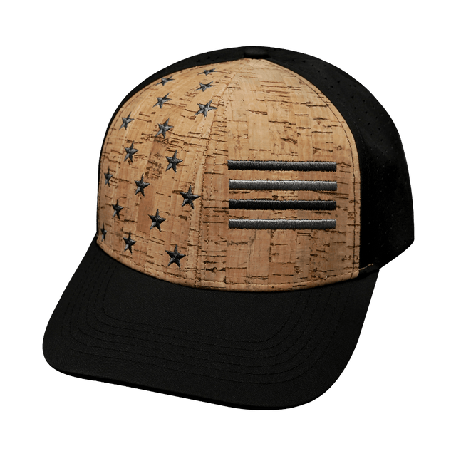 Flag Hat, Baseball Hat, Snapback Hat, Cork, Black, Mens Hat, Womens Hat, Front Picture