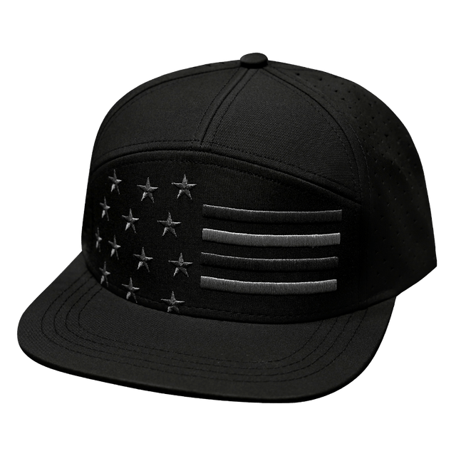 Flag Hat, Flat Bill, Snapback Hat, Black, Mens Hat, Womens Hat, Front Picture