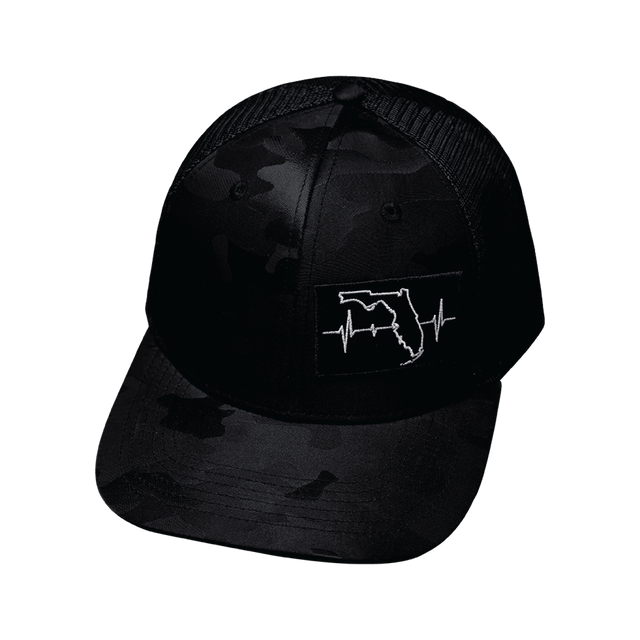 Florida Hat, Baseball Hat, Snapback Hat, Black Camo, Black, Mens Hat, Womens Hat, Front Picture