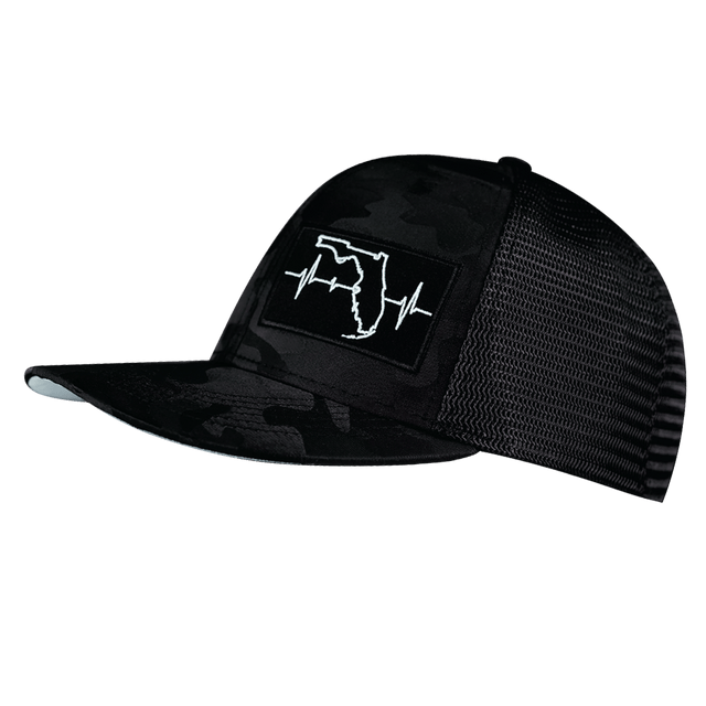 Florida Hat, Baseball Hat, Snapback Hat, Black Camo, Black, Mens Hat, Womens Hat, Side Picture