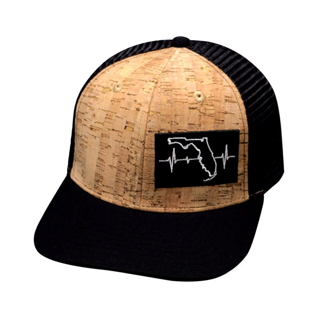 Florida Hat, Baseball Hat, Snapback Hat, Cork, Black, Mens Hat, Womens Hat, Front Picture