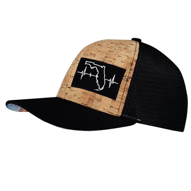 Florida Hat, Baseball Hat, Snapback Hat, Cork, Black, Mens Hat, Womens Hat, Side Picture
