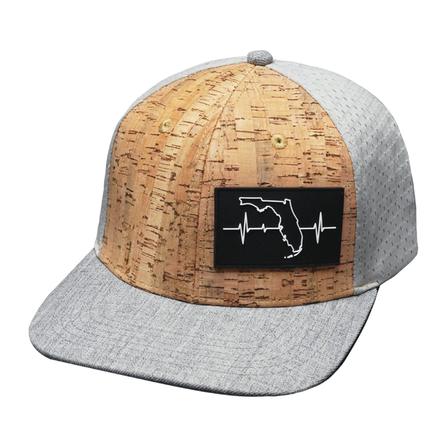 Florida Hat, Baseball Hat, Snapback Hat, Cork, Heather Gray, Gray, Mens Hat, Womens Hat, Front Picture