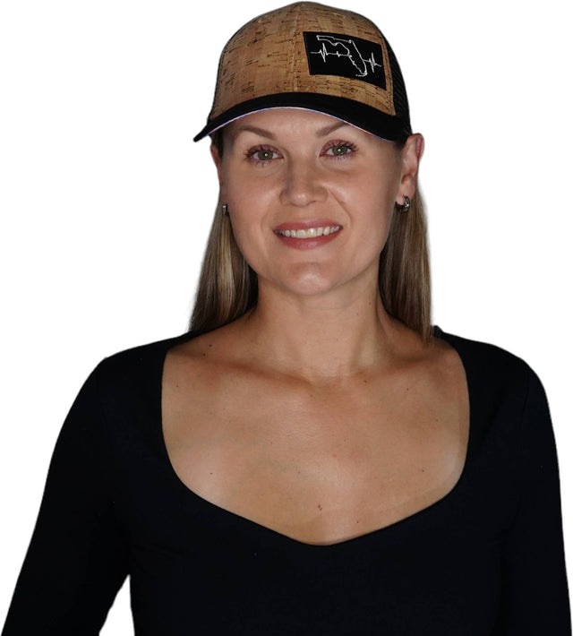 Florida Hat, Baseball Hat, Snapback Hat, Cork, Black, Mens Hat, Womens Hat, Woman In Hat Picture