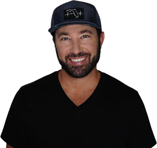 Florida Hat, Flat Bill, Snapback Hat, Ocean Blue, Mens Hat, Womens Hat, Man In Hat Picture