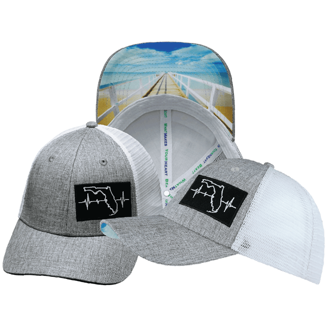 Florida Hat, Low Profile, Snapback Hat, Heather Gray, White, Mens Hat, Womens Hat, Main Picture