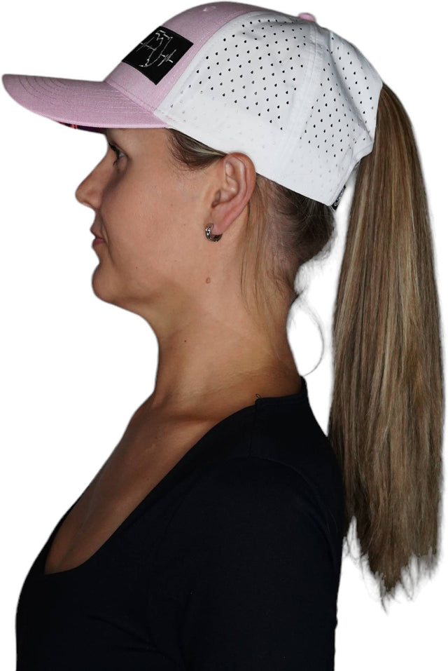 Florida Hat - Low Profile - Ponytail - Pink / White - Laser Mesh