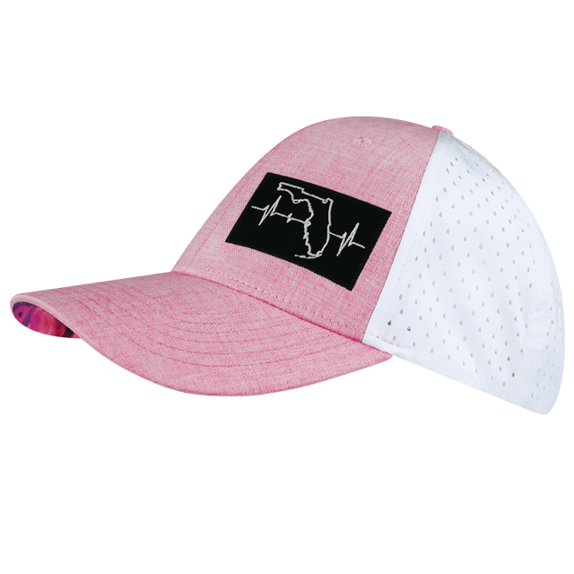 Florida Hat - Low Profile - Ponytail - Pink / White - Laser Mesh
