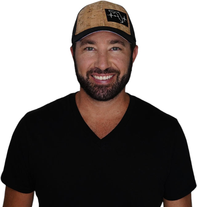 Florida Hat, Low Profile, Snapback Hat, Cork, Black, White, Mens Hat, Womens Hat, Man in Hat Picture