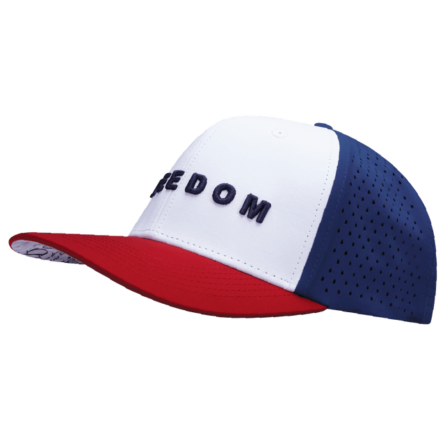 Freedom Hat, Baseball Hat Fit, Snapback Hat, Dark Red, White, Navy, Mens Hat, Womens Hat, Side Picture