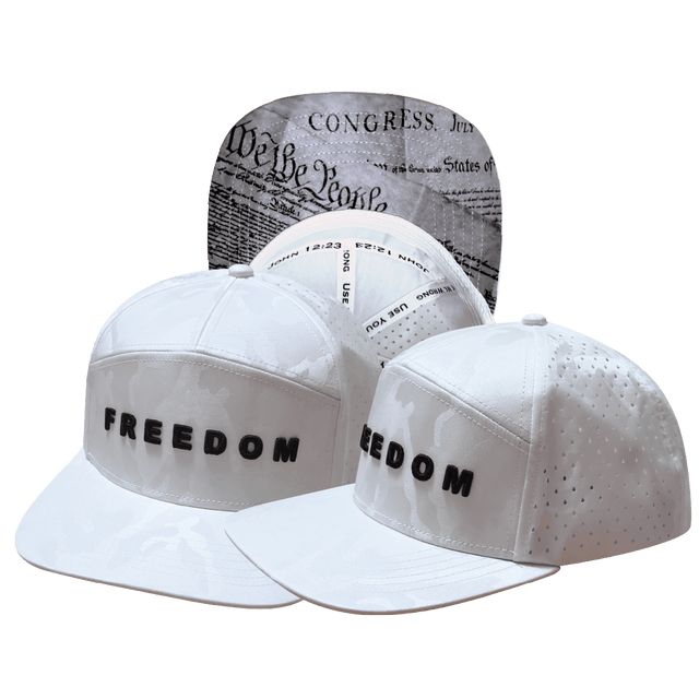 Freedom Hat, Flat Bill, Snapback Hat, White Camo, Mens Hat, Womens Hat, Main Picture
