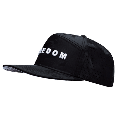 Freedom Hat, Flat Bill, Snapback Hat, Black Camo, Mens Hat, Womens Hat, Side Picture