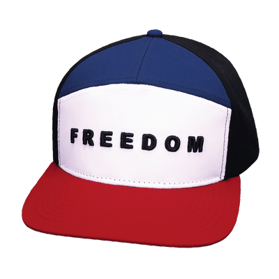Freedom Hat, Flat Bill, Snapback Hat, Dark Red, White, Navy, Black, Mens Hat, Womens Hat, Front Picture