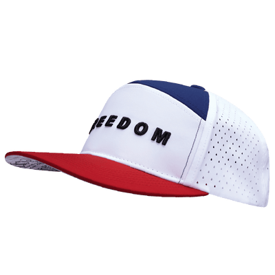Freedom Hat, Flat Bill, Snapback Hat, Dark Red, White, Navy, White, Mens Hat, Womens Hat, Side Picture