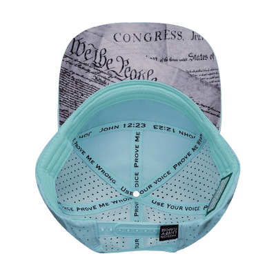 Freedom Hat, Flat Bill, Snapback Hat, Mint, Slate Blue, White, Mens Hat, Womens Hat, Underbill Picture