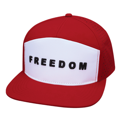 Freedom Hat, Flat Bill, Snapback Hat, Red, White, Mens Hat, Womens Hat, Front Picture