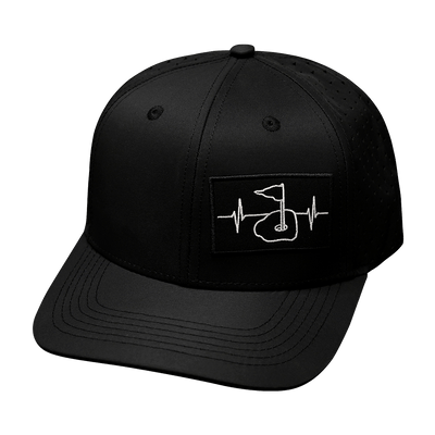 Golf Hat — Baseball Hat Fit, Black (No Photo), Laser Mesh